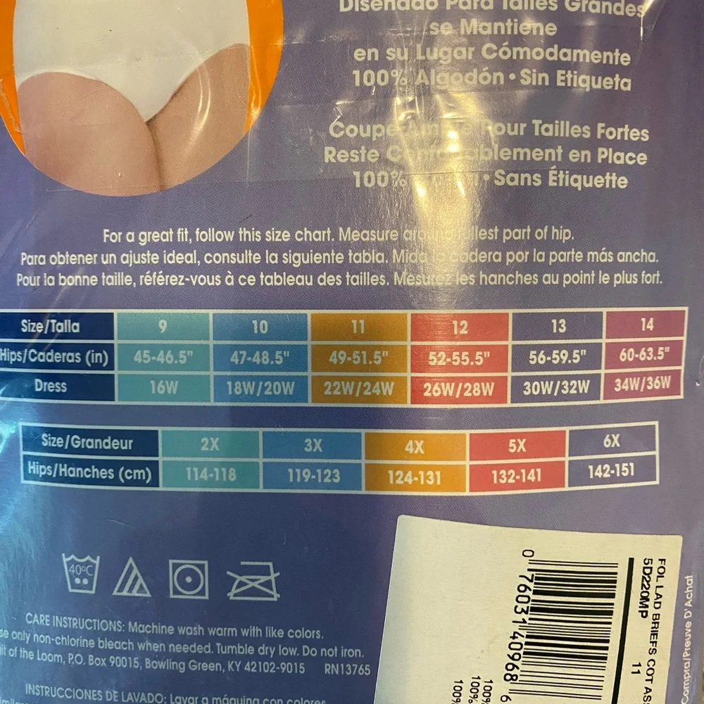 Fruit of the Loom Women's Plus Size Panties - Multicolor Pack Size 4X